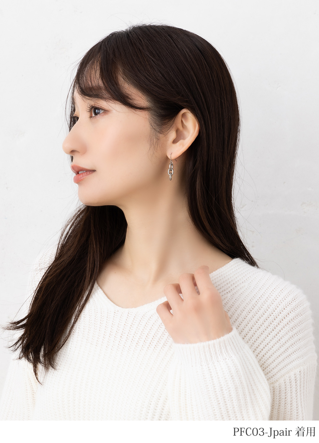 純チタン ピアス フック 両耳 チェーン｜leger レジエ PFC03-Jpair